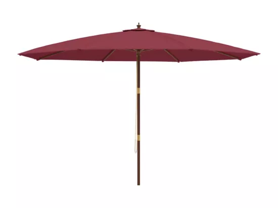 Parasol de jardin avec mât en bois rouge bordeaux 400x273 cm