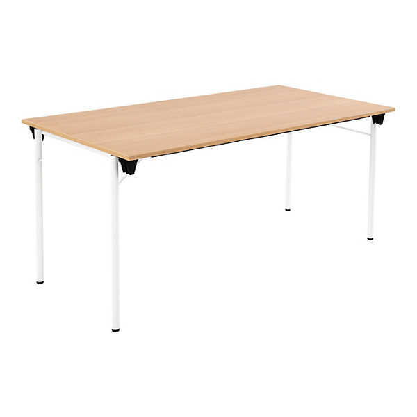 Table pliante Budget multiples usages rectangle L. 160 x P. 80 cm - Plateau Chêne - pieds Blanc
