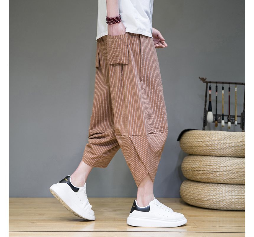 Sparrow Farm - Gestreepte cropped ballonbroek met trekkoordtaille