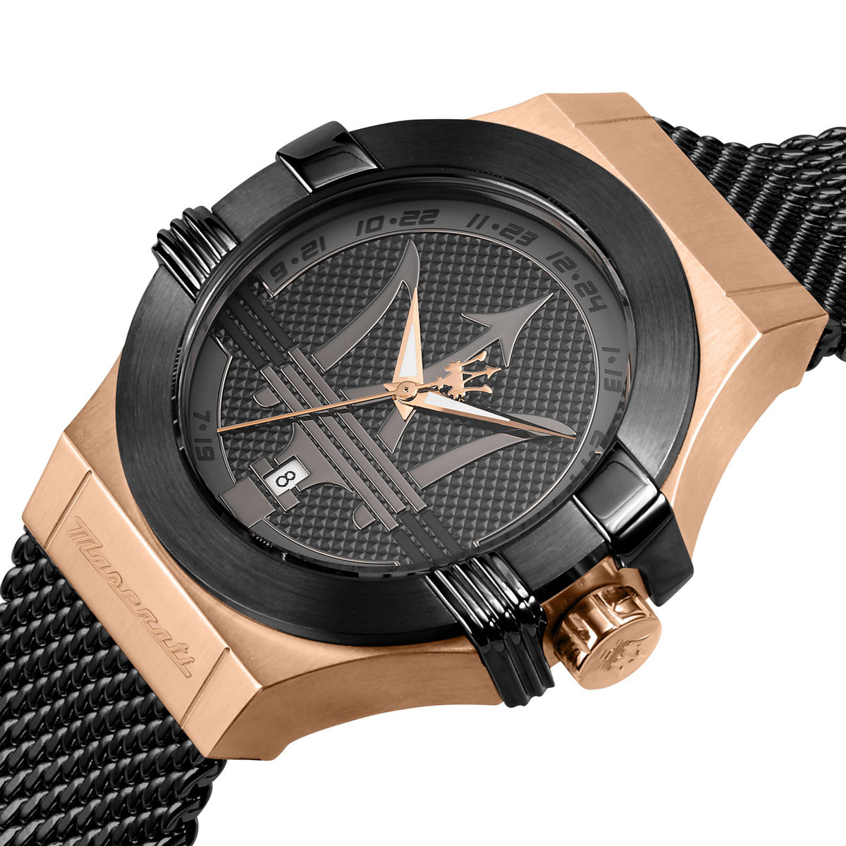 Montre MASERATI homme acier doré jaune bracelet acier  noir