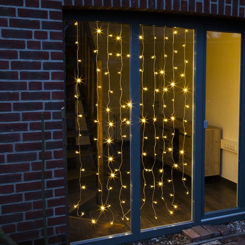 Lichtgordijn - ijspegel - 120 leds - warm wit - 100 x 200 cm - ijspegelverlichting