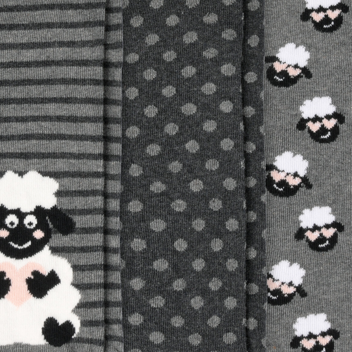Gina Benotti 3 Paar Damen Socken in verschiedenen Dessins grau / dunkelgrau