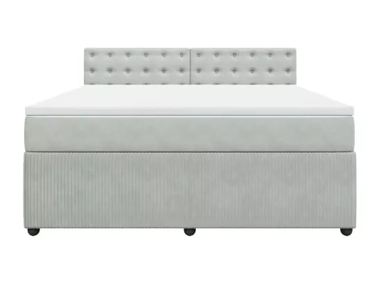 Sommier à lattes de lit et matelas Gris clair 180x200cm Velours