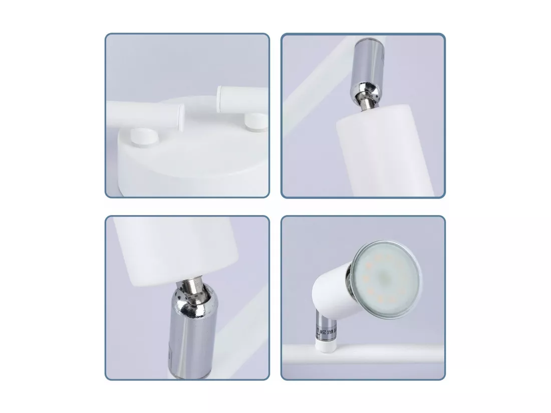 NETTLIFE Plafonnier LED 4 ampoules GU10 plafonnier moderne spot intérieur blanc