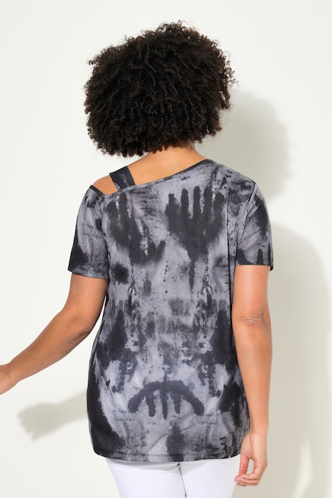 T-Shirt, Straight Fit, Batikprint, Schulter CutOut