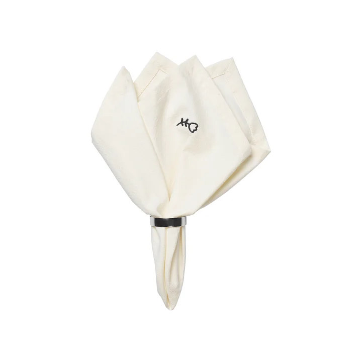Broste Copenhagen - Mai Serviette, 45 x 45 cm, schwarz / off-white