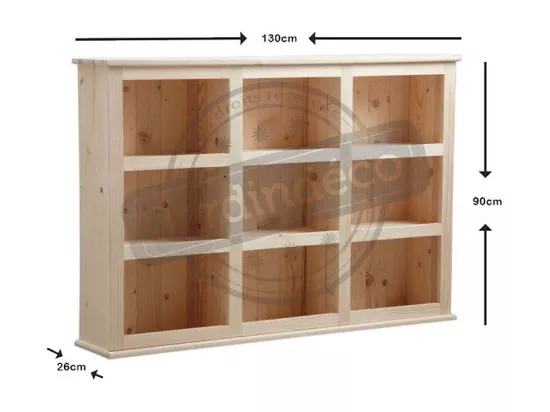 Bibliothèque en bois brut 9 cases
