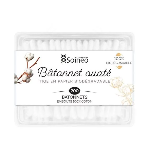 Coton-tiges Bâtonnets ouatés Soineo - 200 Bâtonnets