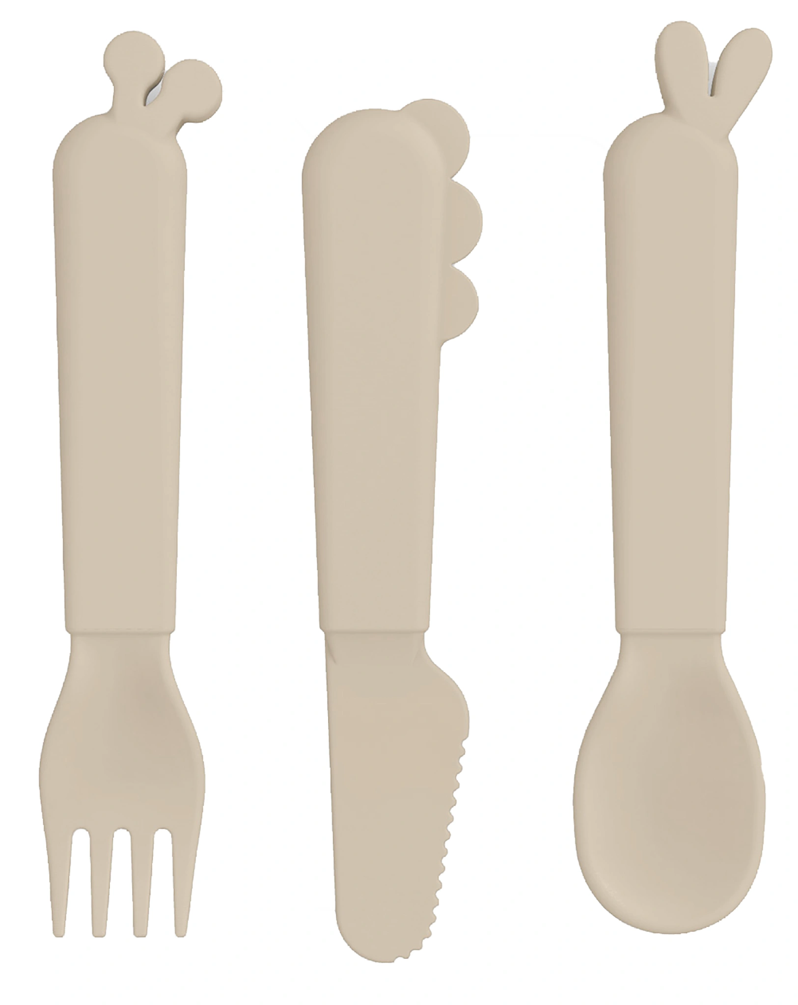 Besteck-Set KIDDISH - DEER FRIENDS 3-teilig in sand