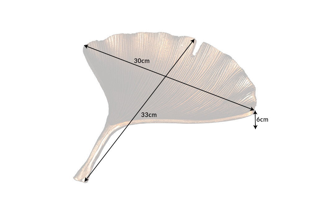 Dekorative Schale GINKGO 35cm gold handmade Metall
