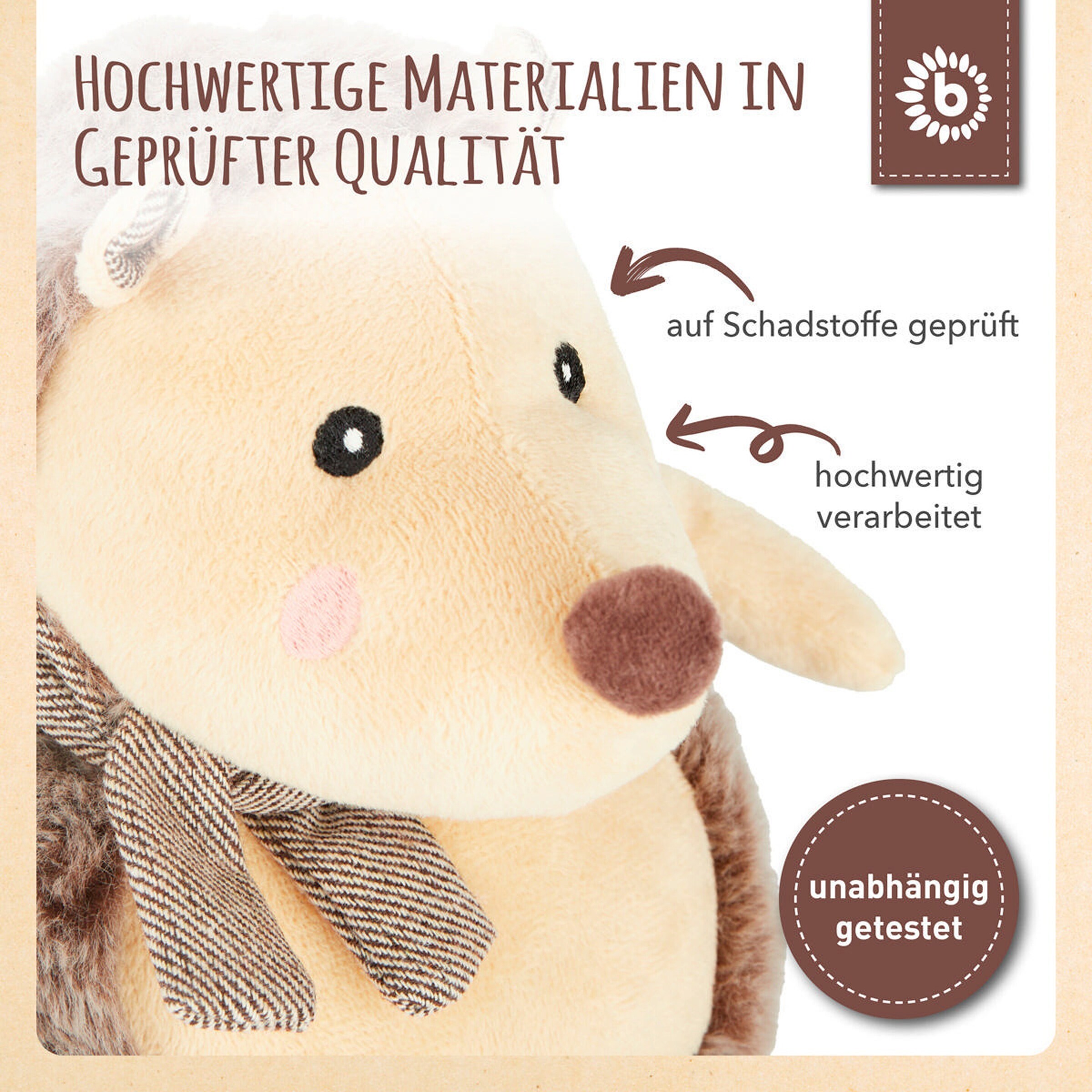 Bieco Plüsch Igel Spieltier 22 cm - ab Geburt Braun