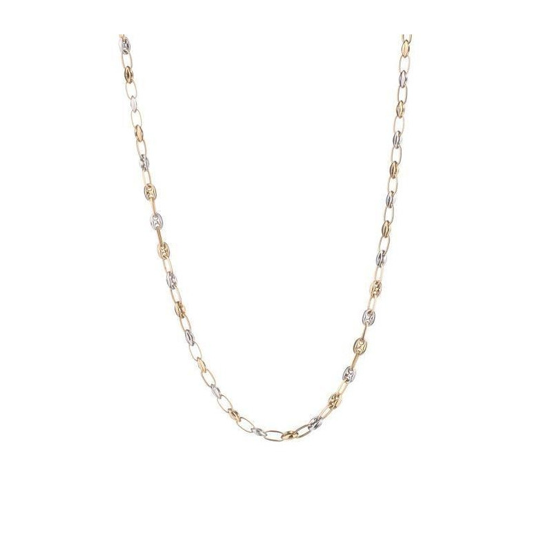 Collier Femme Deux Ors - Grains de Café Bicolores Jaune et Blanc