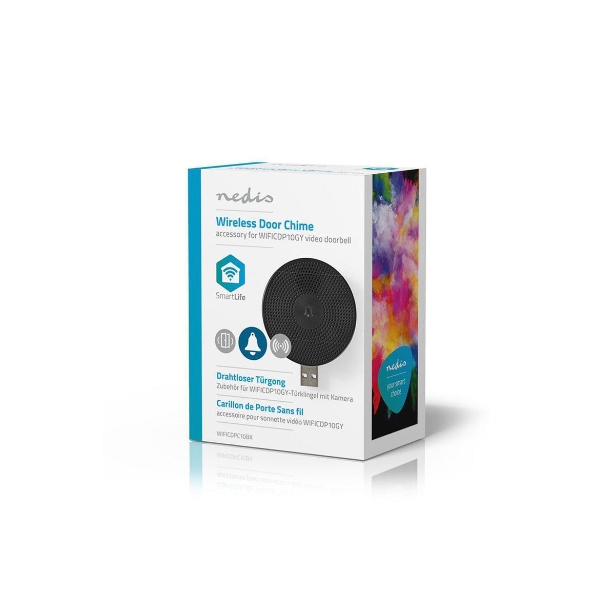Nedis SmartLife-Klokke | Wi-Fi | Tilbehør til: WIFICDP10GY / WIFICDP30WT / WIFICDP40CWT | USB-Strøm | 4 Lyder | 5 V DC | Justerbar volum | Sort