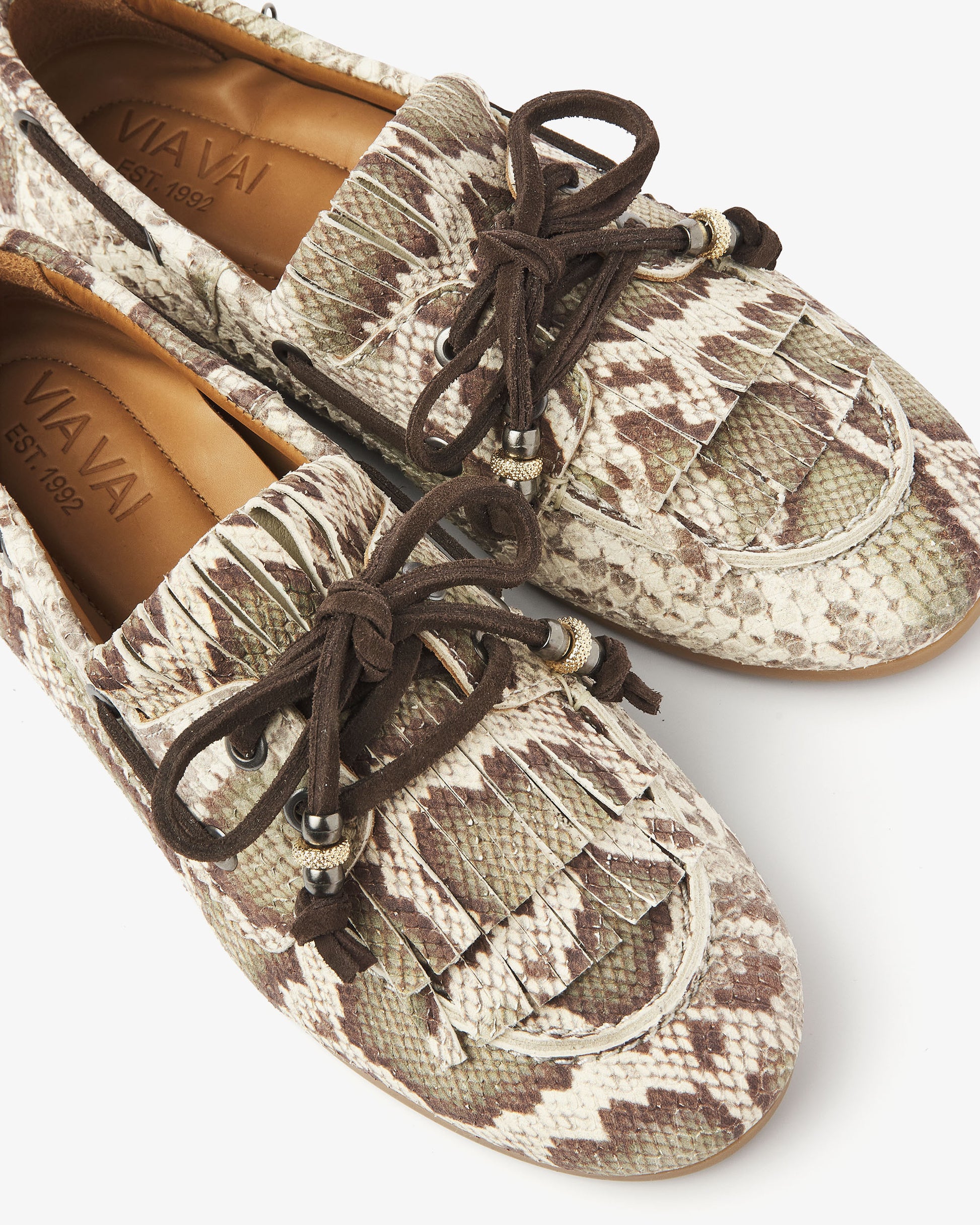 VIA VAI slangenprint dames loafers June Loua