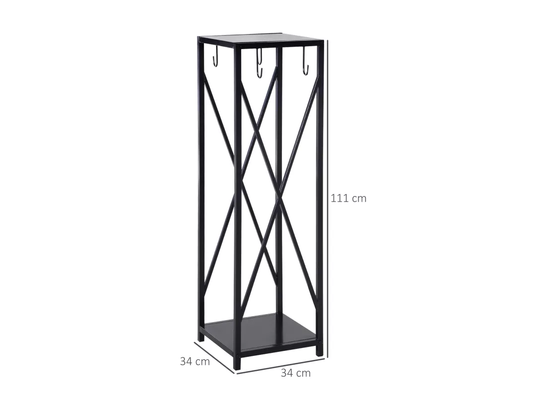 Serviteur de cheminée colonne - porte bûches - range bûches multi accessoires dim. 34L x 34l x 111H cm métal noir