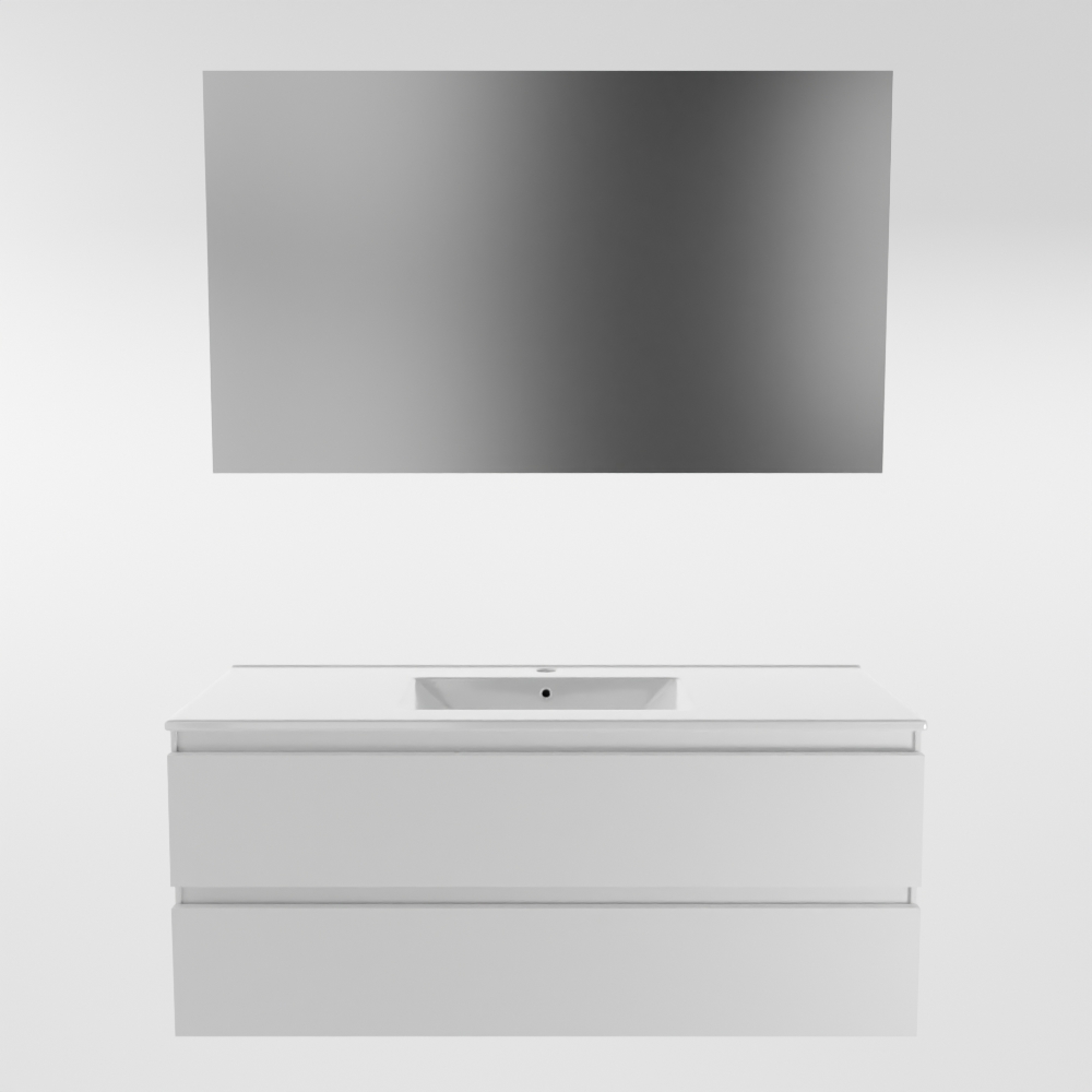 Mondiaz Aivy badmeubel 120cm talc met wastafel keramiek wit glans 1 kraangat en spiegelkast