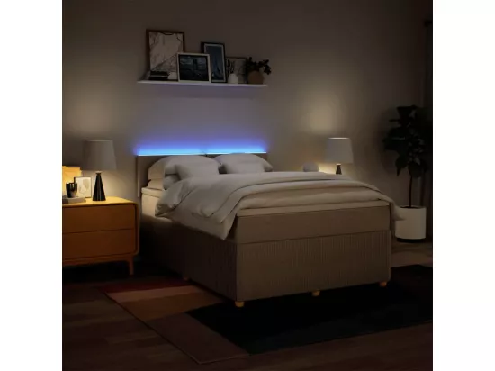 Sommier à lattes de lit avec matelas Crème 160x200 cm Tissu