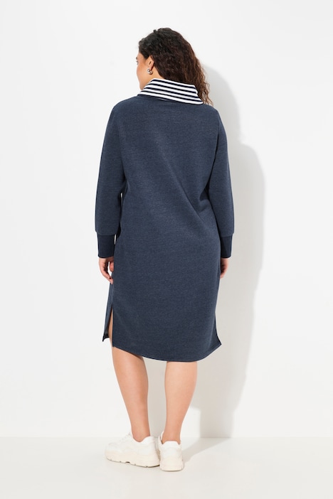 Sweatkleid, Zierpaspeln, Stehkragen, Langarm, Taschen