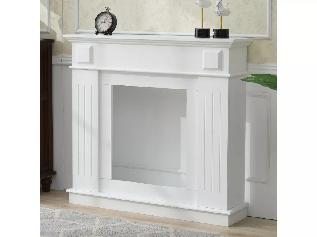 Cadre Decoratif Cheminée Decorative Bois Blanc 100x109x26