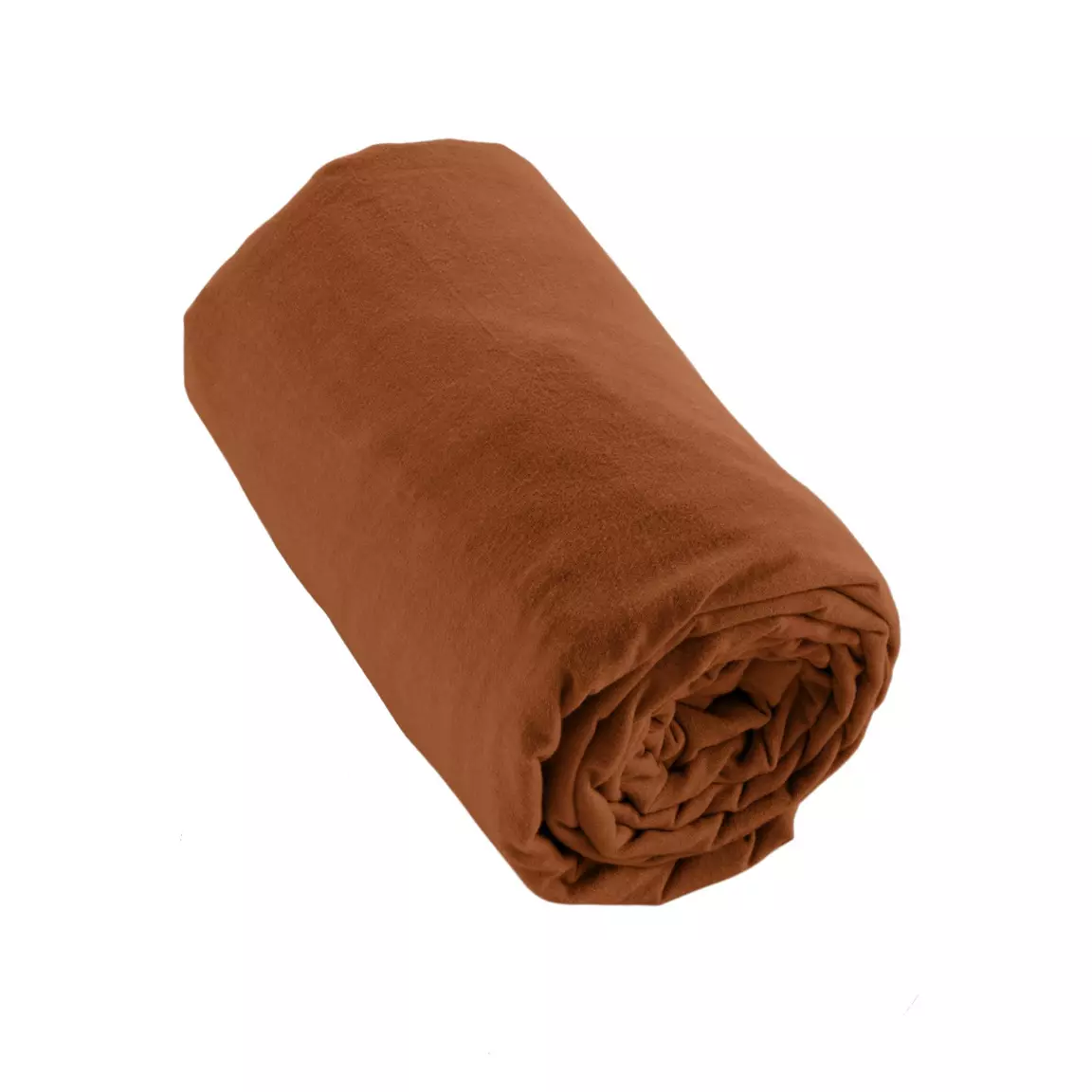 Drap housse flanelle de coton (180 x 200 cm) Théa Terracotta