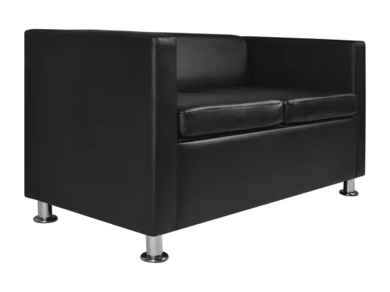Jeu de canapé à 2 places et à 3 places Cuir synthétique Noir