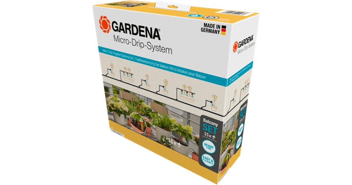 GARDENAMicro-Drip-Bewatering Balkon Set (15 planten)​ druppelaar  (Zwart/grijs)