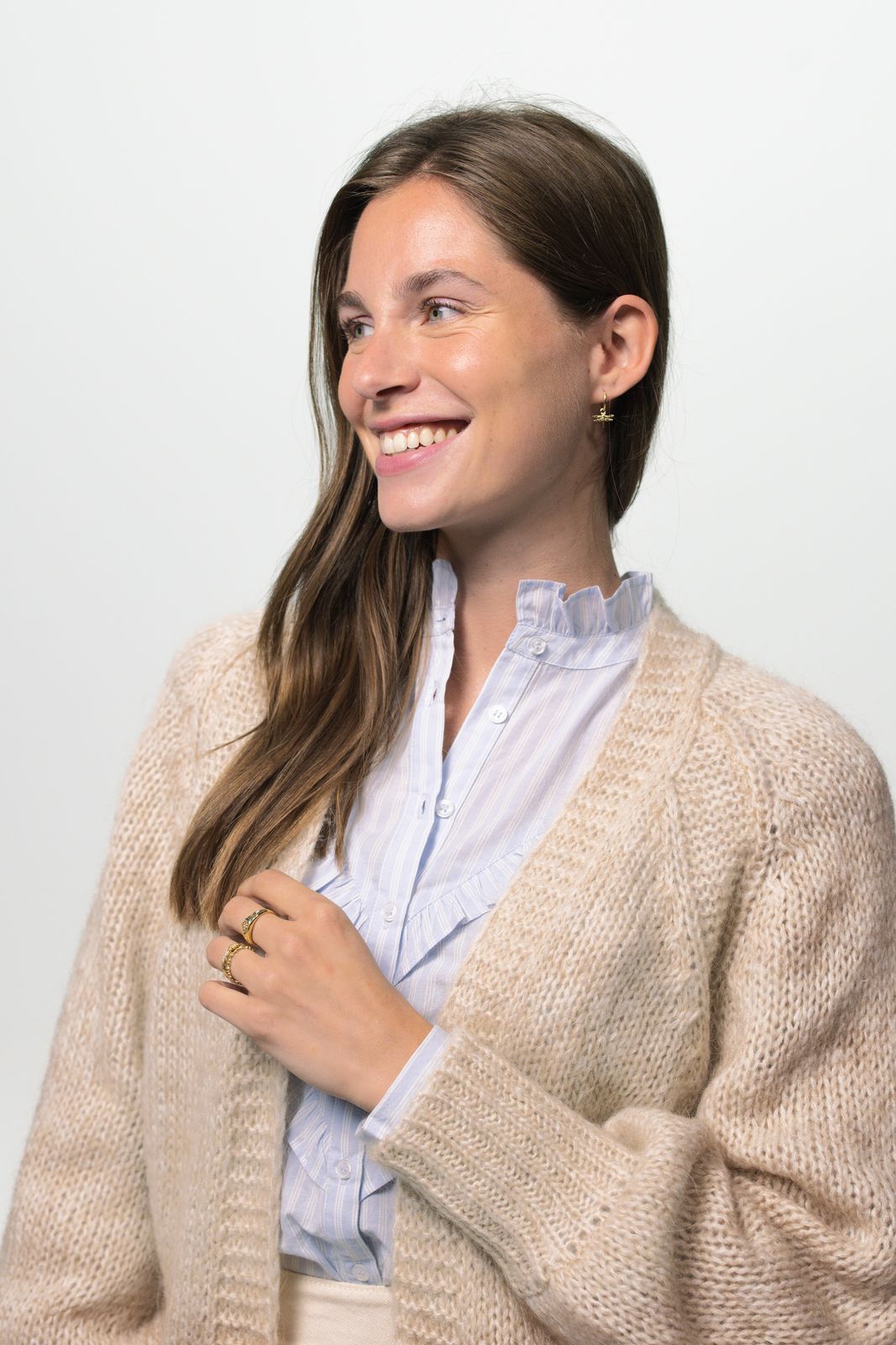 Beige gebreid vest