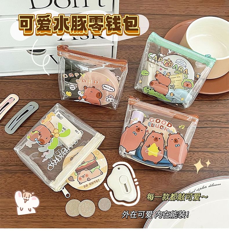 Eranso - Capybara Print PVC Muntenportemonnee