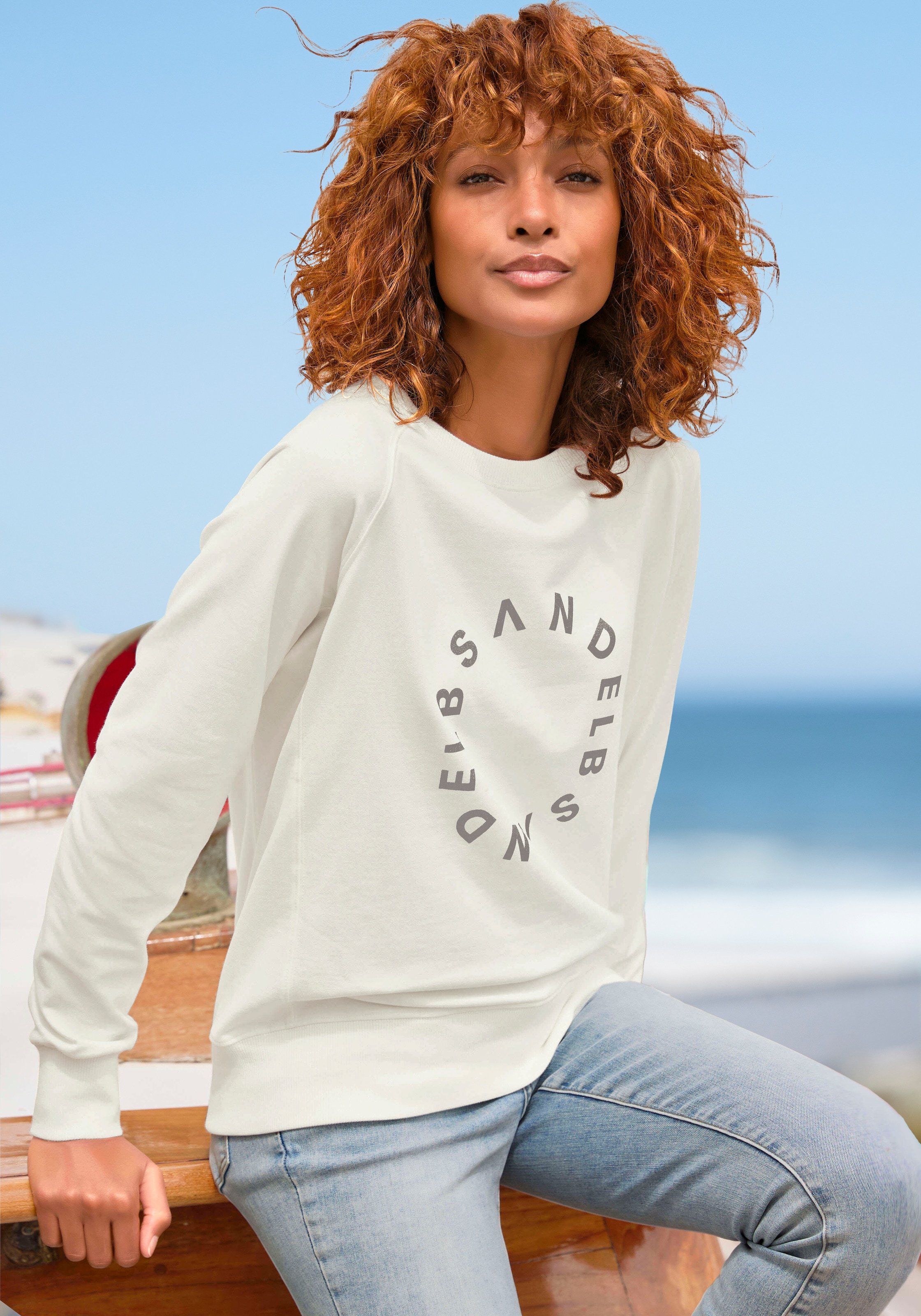 Elbsand Sweatshirt , mit Frontprint, Rundhalsausschnitt, Printpullover, casual-sportlich