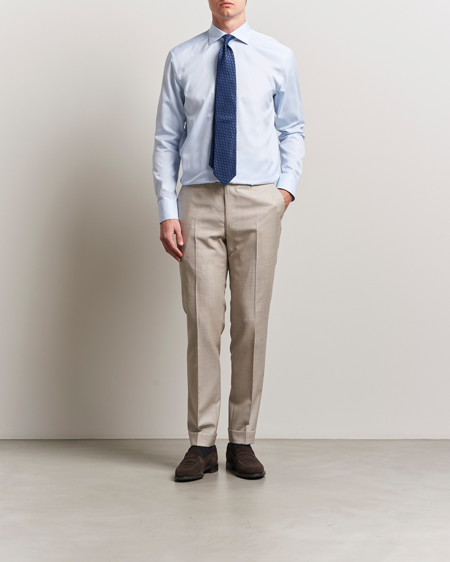 Stenströms 1899 Cotton Royal Oxford Shirt Light Blue