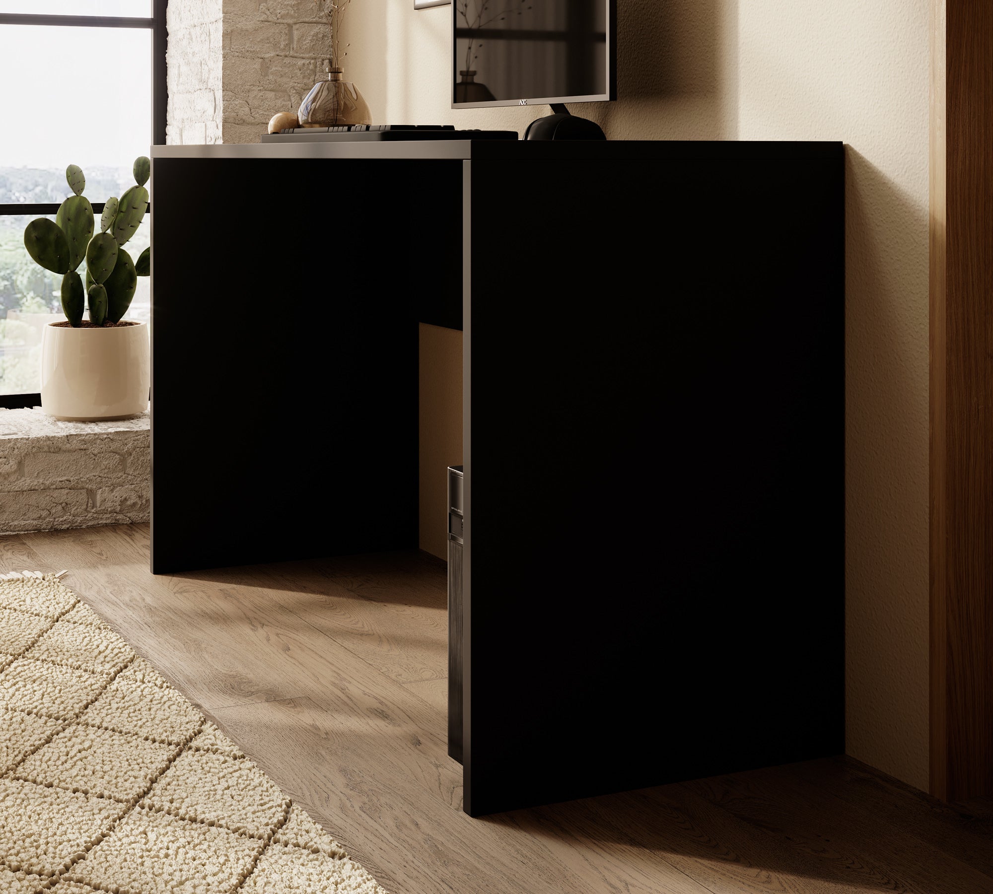 Meubella - Bureau Apoda 2 - Zwart - 130 cm
