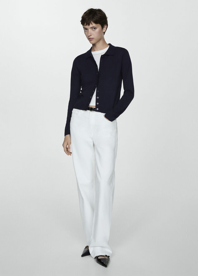 MANGO Polo-neck cardigan Navy
