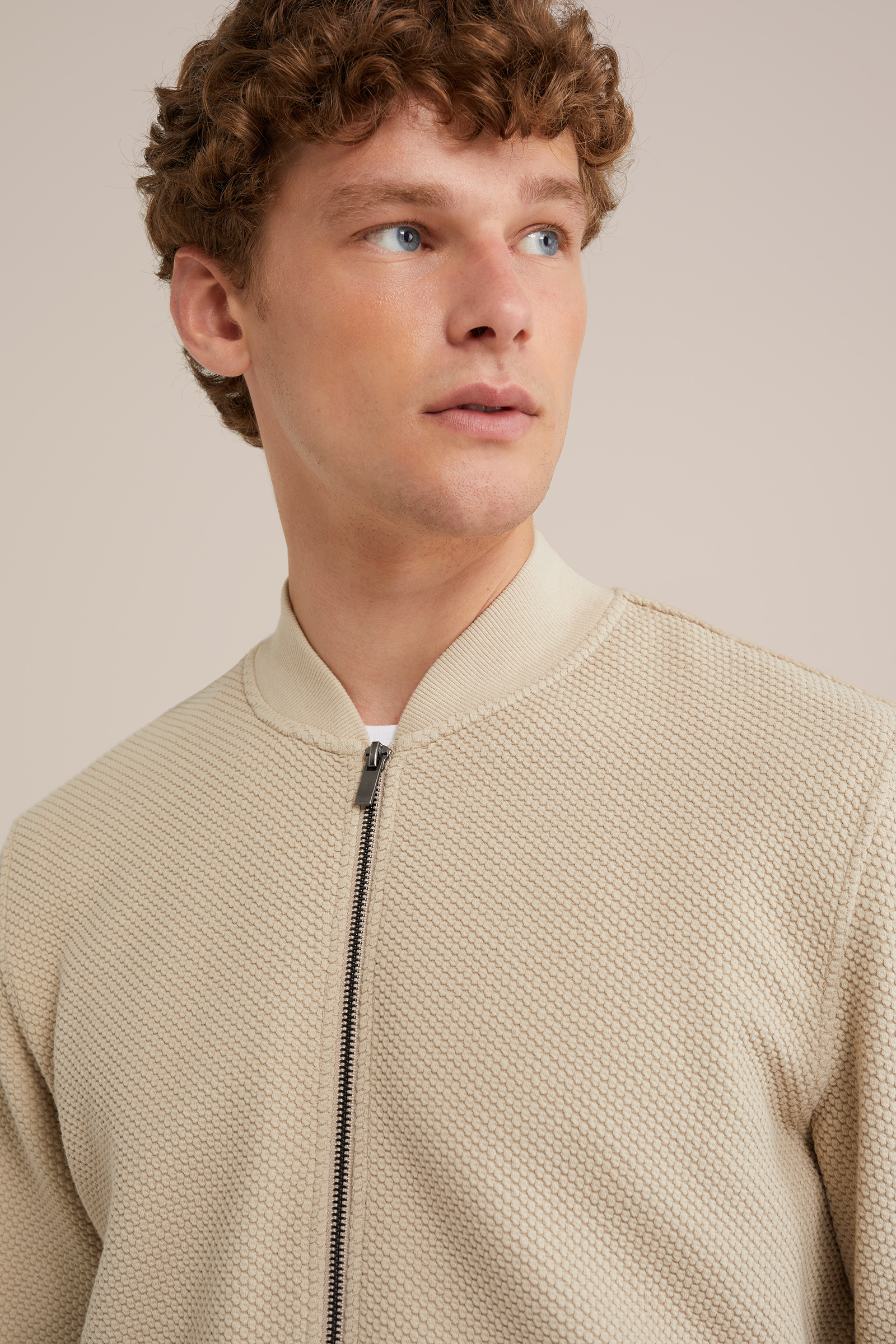 bombervest met structuur WE Fashion Beige