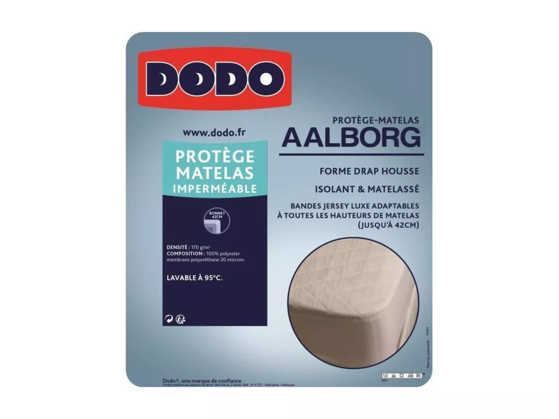 Protège matelas Aalborg - Matelassé et imperméable - 90 x 190 cm
