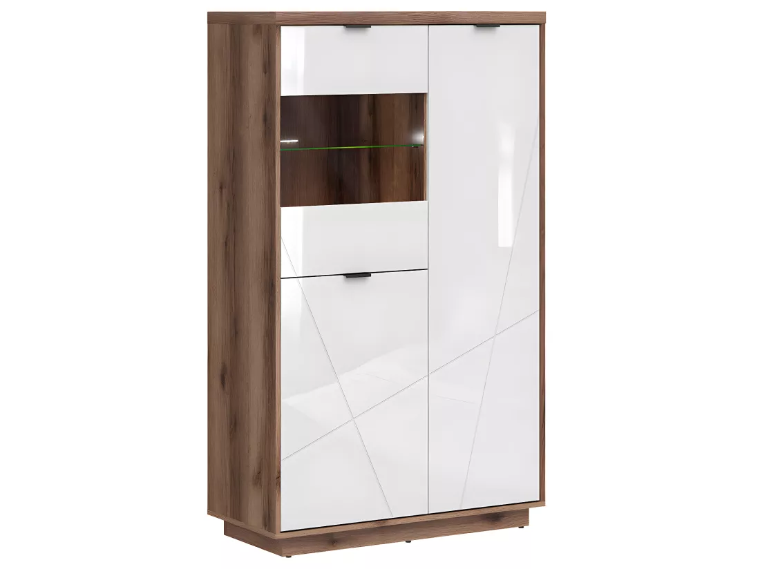 Vitrine 3 portes Sven Blanc et Bois