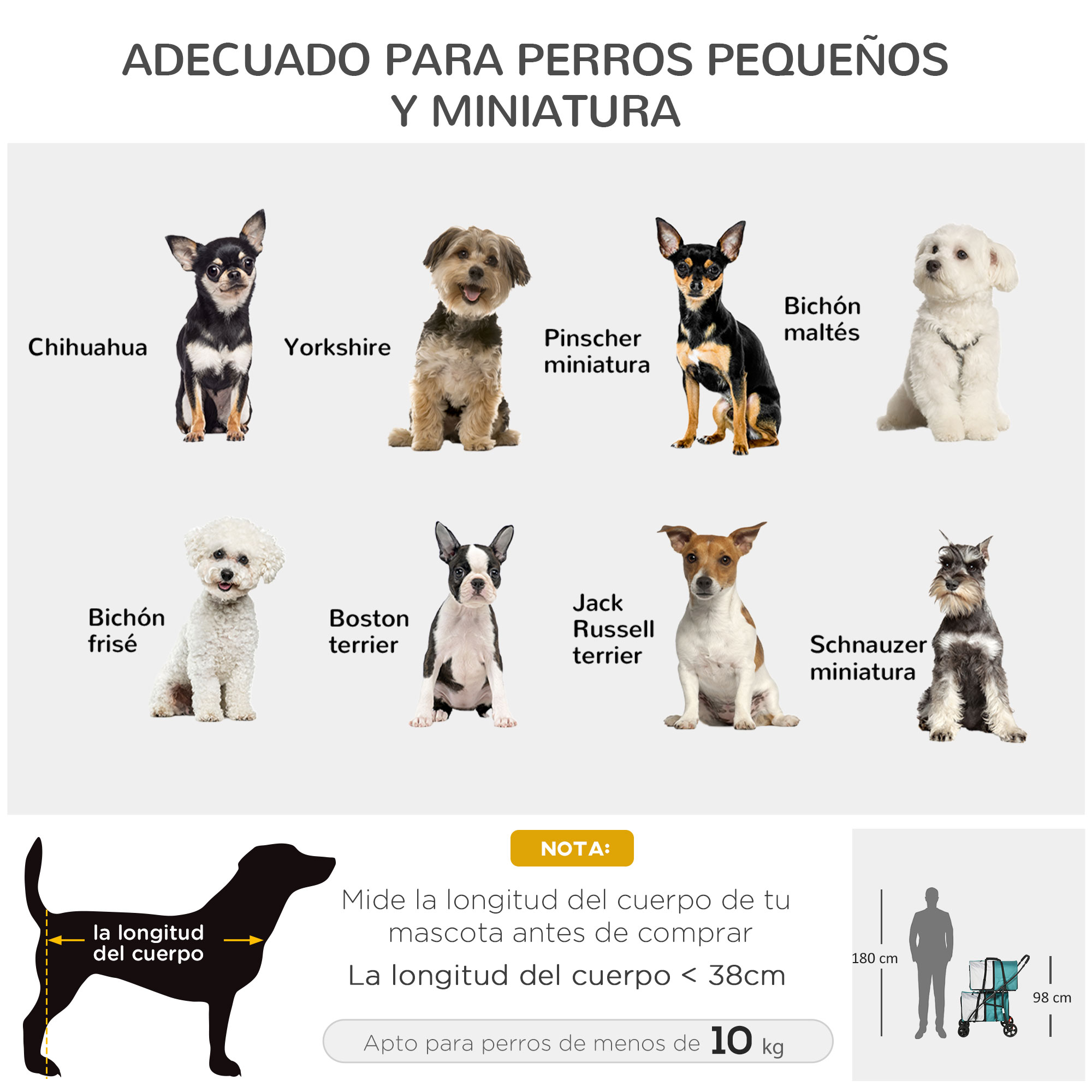 Carrinho duplo PawHut para cães e gatos, dobrável, com 2 compartimentos removíveis, cinto de segurança, bolsos laterais e 2 almofadas, 66x50x98 cm, verde e cinza.