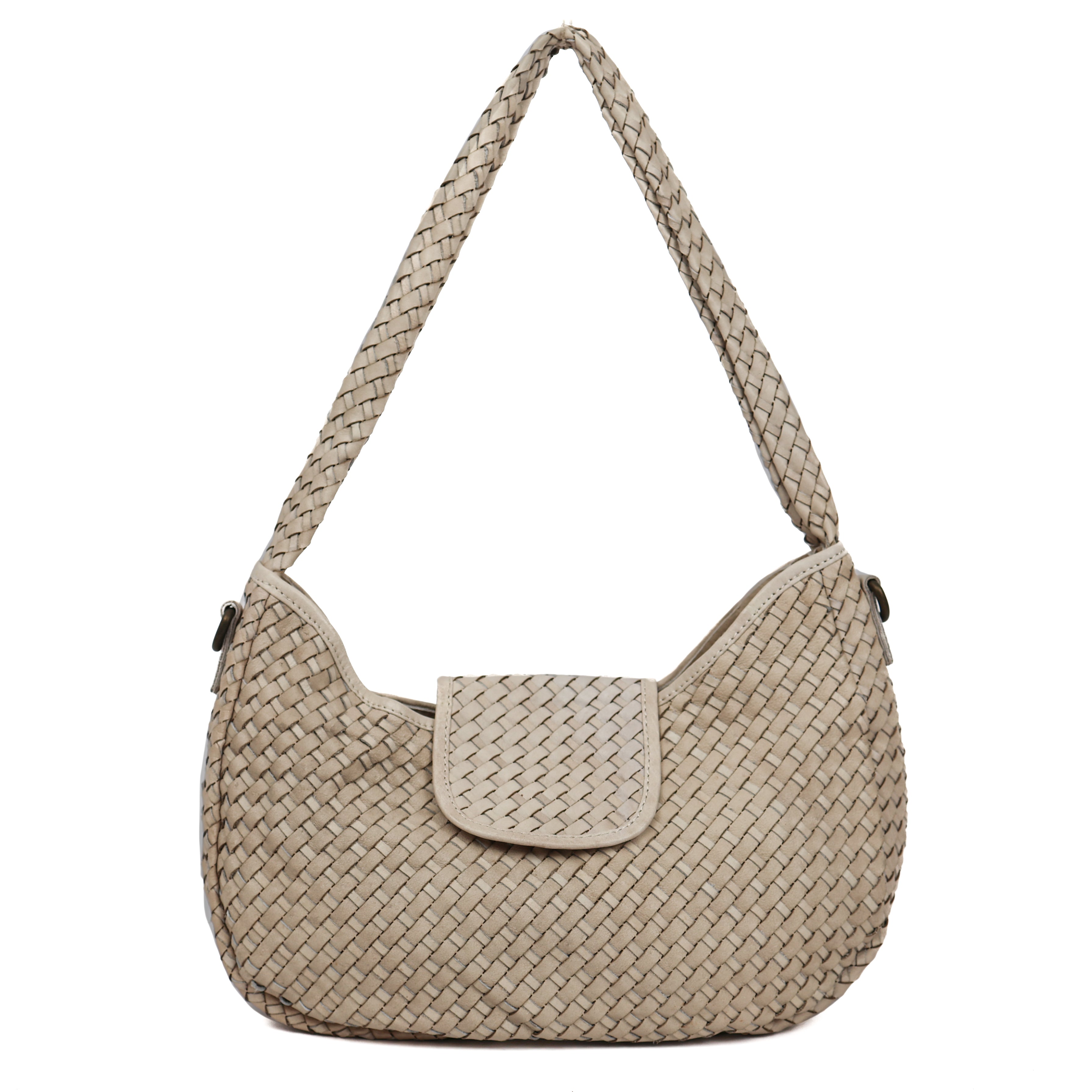 Gevlochten buideltasje 'Amelie' creme Creme