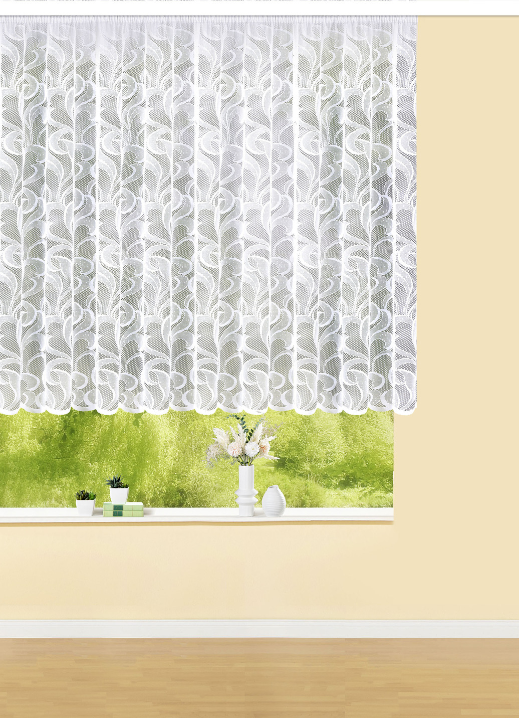 Blumenfenster-Store Ranken mit Automatikfaltenband