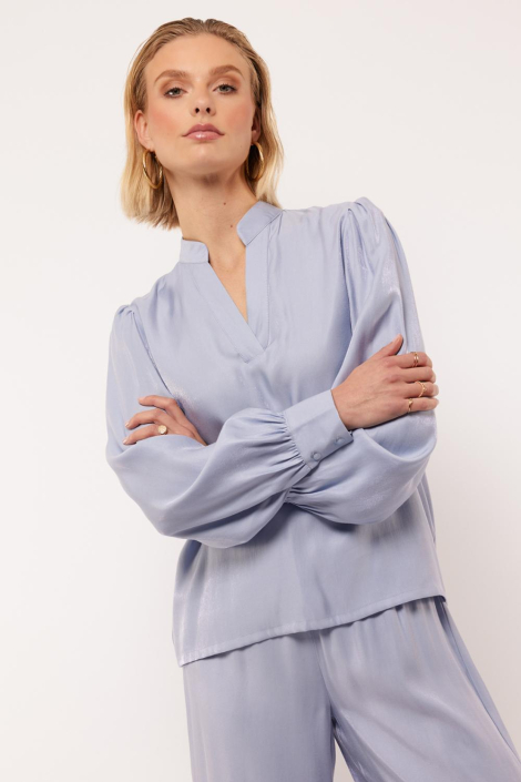 Fluresk blauwe dames blouse