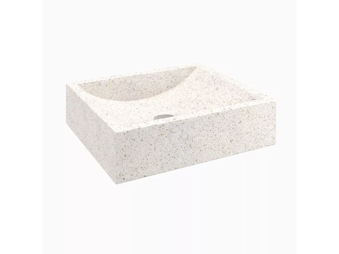 Vasque rectangulaire en terrazzo blanc - Lyséa