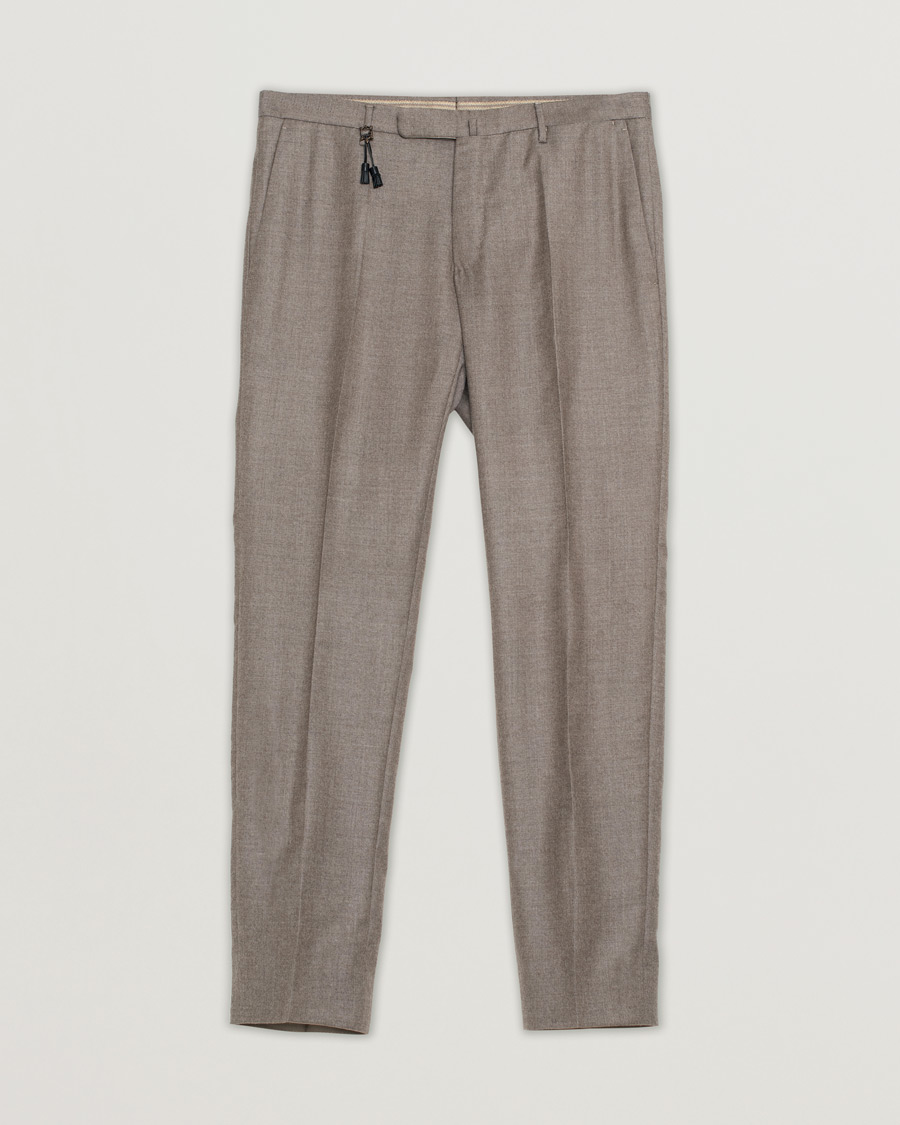 Incotex Slim Fit Super 100's Wool Flannel Trousers Taupe 46