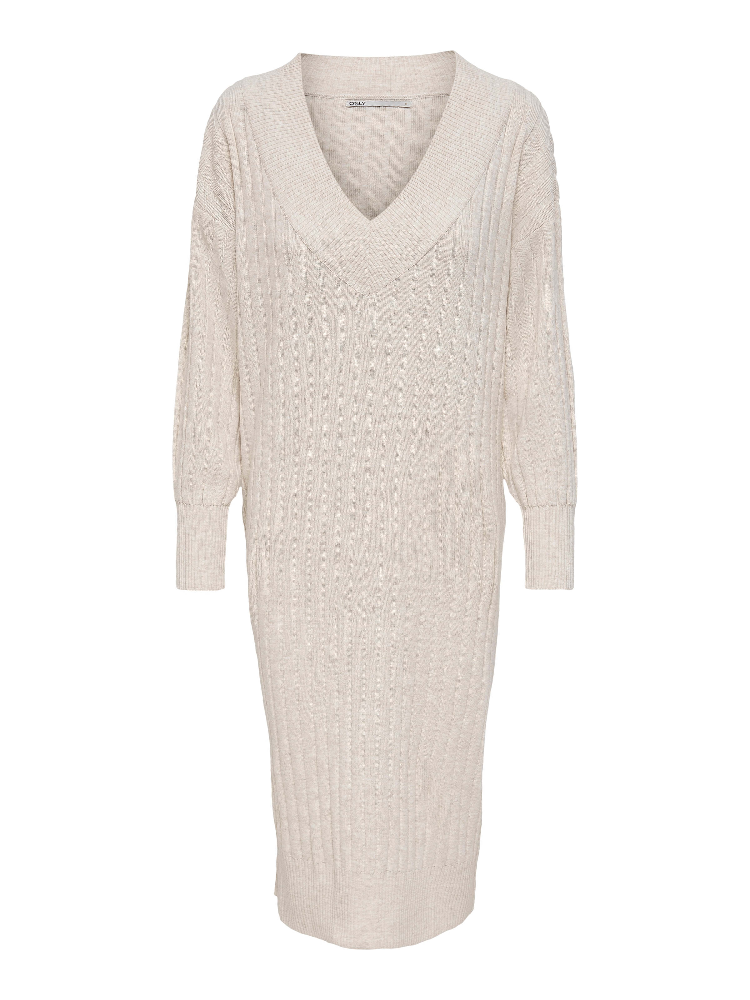 ONLY Strickkleid »ONLNEW TESSA L/S MIDI V DRESS« mit tiefem V-Ausschnitt mit breiter Blende