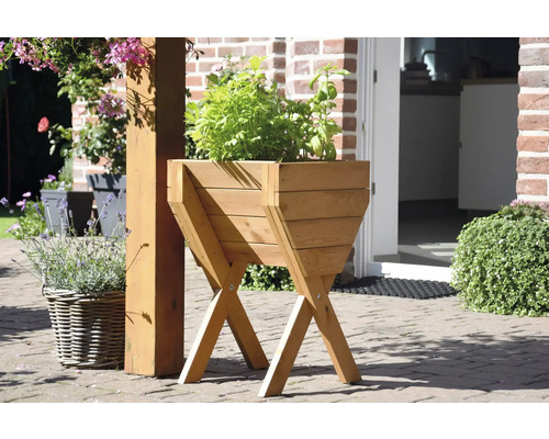 Verhoogd tuinbed op palen, inclusief beplantingsfolie, 39 x 40 x 61 cm, bruin