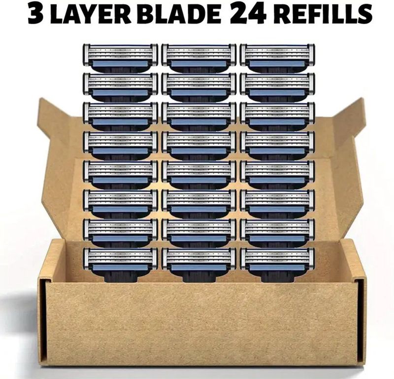 Scheermesjes - 24x Vervangende Mesjes voor Mach 3 - 3-Laags RVS - Universele Scheermes Navulling - Gladde Scheerervaring