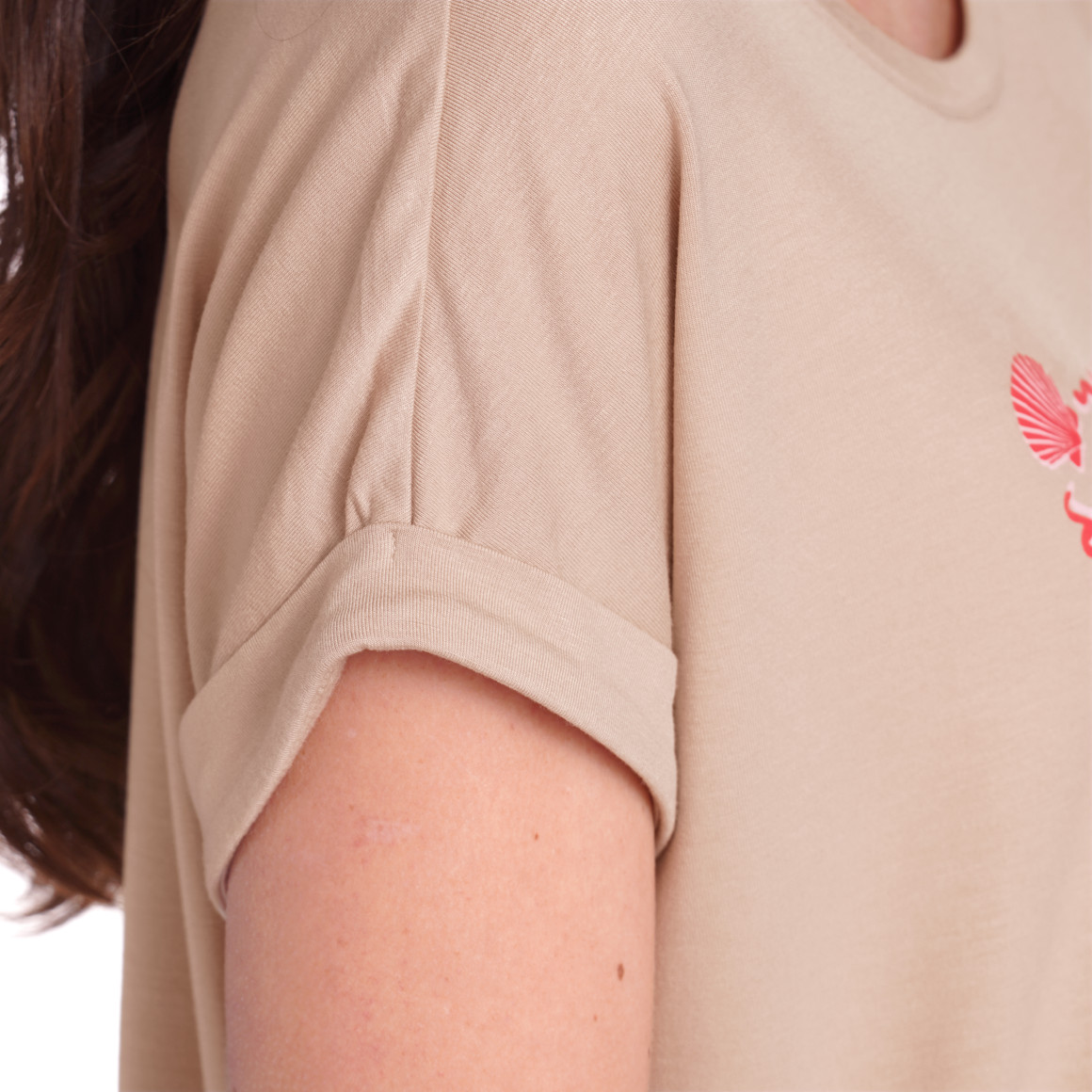 Gina Benotti Damen T-Shirt mit überschnittenen Ärmeln beige