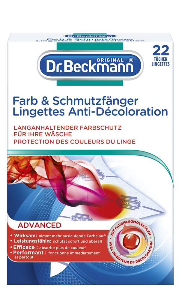 DR BECKMANN Farb- und Schmutzfänger mit Mikrofaser   Farbfang-Moleküle 22 Stk
