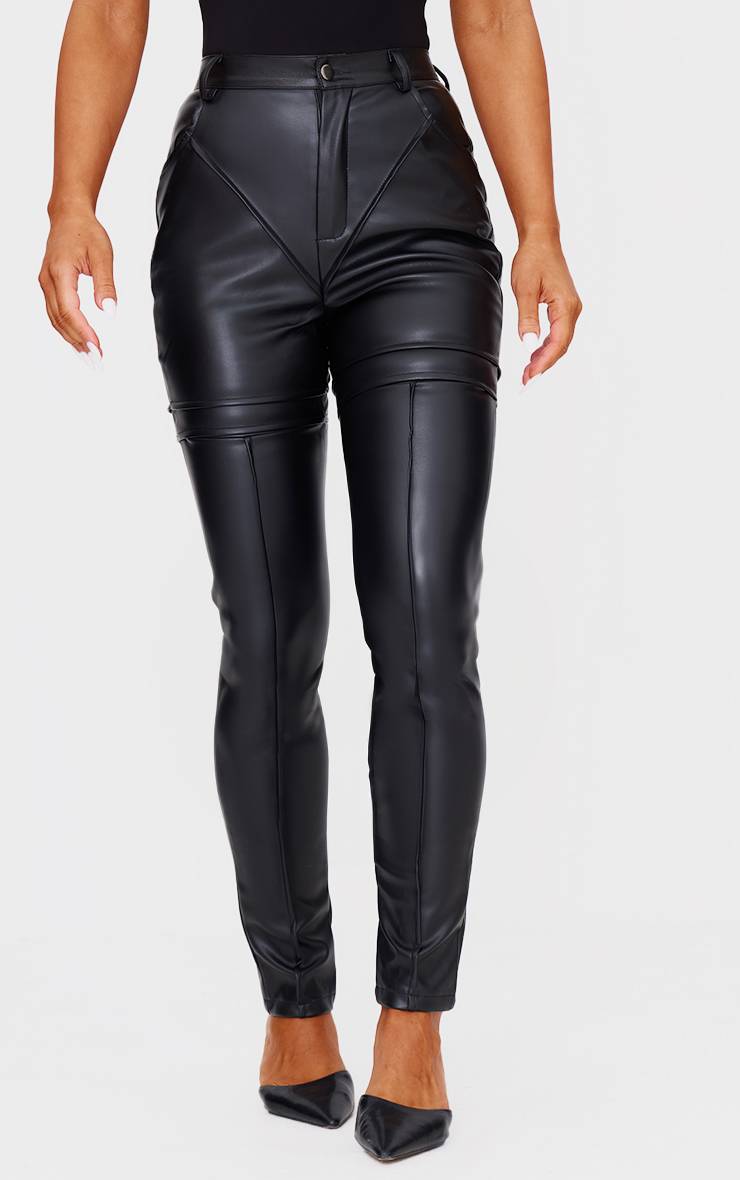 Noir Pantalon Skinny En Synthétiquecuir À Empiècements Contrastés