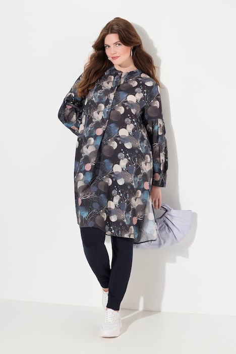 Longbluse, A-Linie, Rundhals, Langarm, Biobaumwolle