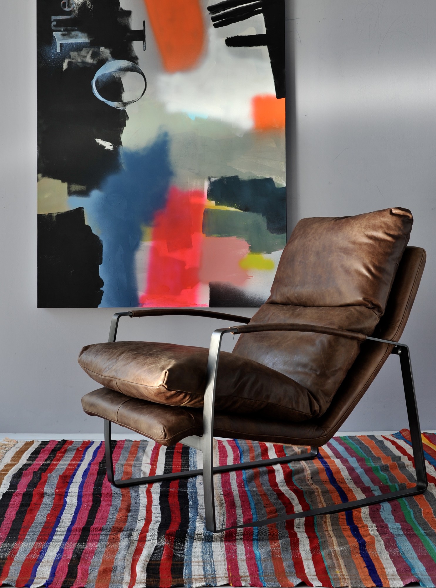 Ledersessel 'Posto', braun, graphit, B 64 cm, H 90 cm, T 96 cm von fischer's lagerhaus