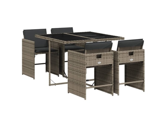 VIDAXL - Ensemble table et chaises Ensemble à manger de jardin 5 pcs coussins gris résine tress...